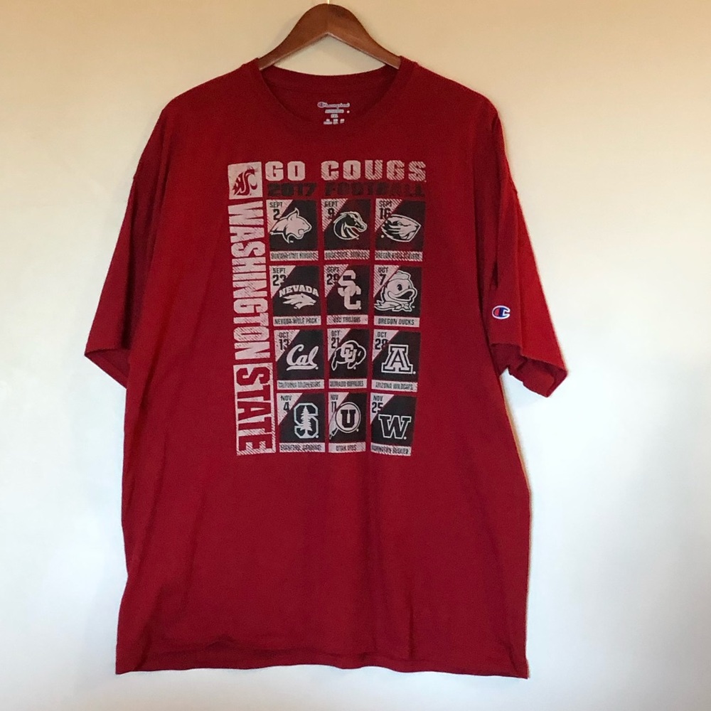 Champion WSU Cougars 2017 Football Schedule Short Sleeve Tee Crimson 2XL